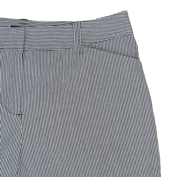 AK ANN KLEIN Navy white stripes high waist coastal casual bermudas - Picture 2 of 10
